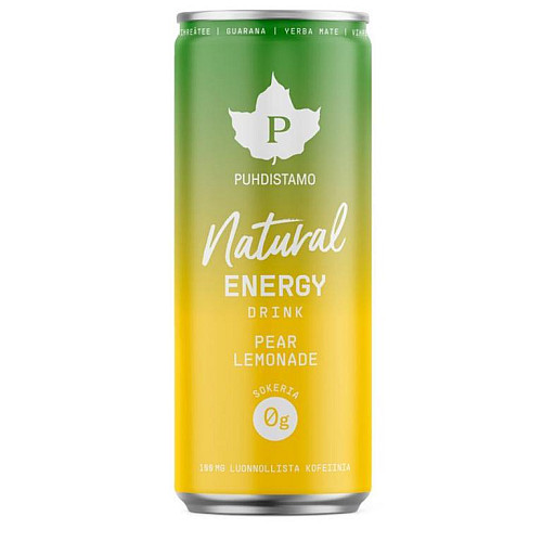 Puhdistamo natural energy drink 330ml pear lemonade