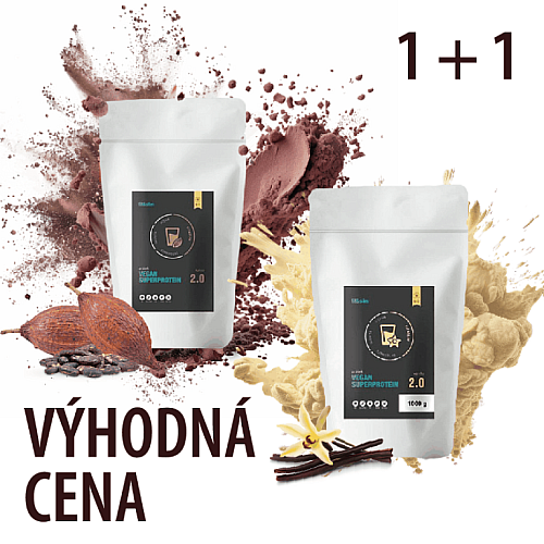 Balíček Vegan superproteínov 2x 1000 g (kakao + vanilka)