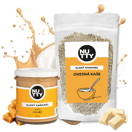 NUTTY sada: Slaný karamel 300 g + Ovsená kaša Slaný karamel 370 g