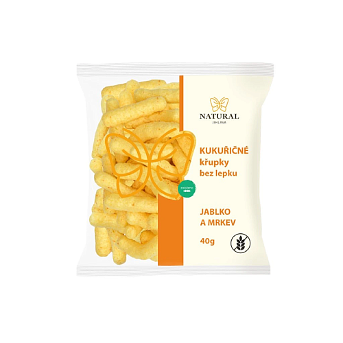 NATURAL Chrumky kukuričné jablko a mrkva bez lepku 40 g
