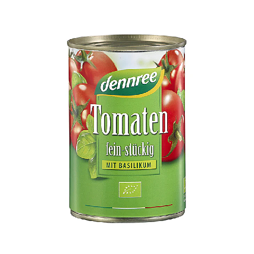 DENNREE Paradajky krájané s bazalkou BIO 400 g