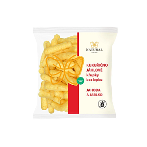 NATURAL Kukurično-jahlové chrumky bez lepku jahoda - jablko 40 g
