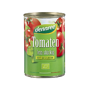 DENNREE Paradajky krájané s bazalkou BIO 400 g
